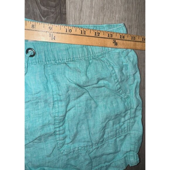 Womens C&C California Aqua Linen Shorts Size L Elastic Waist & Drawstring - Picture 4 of 6